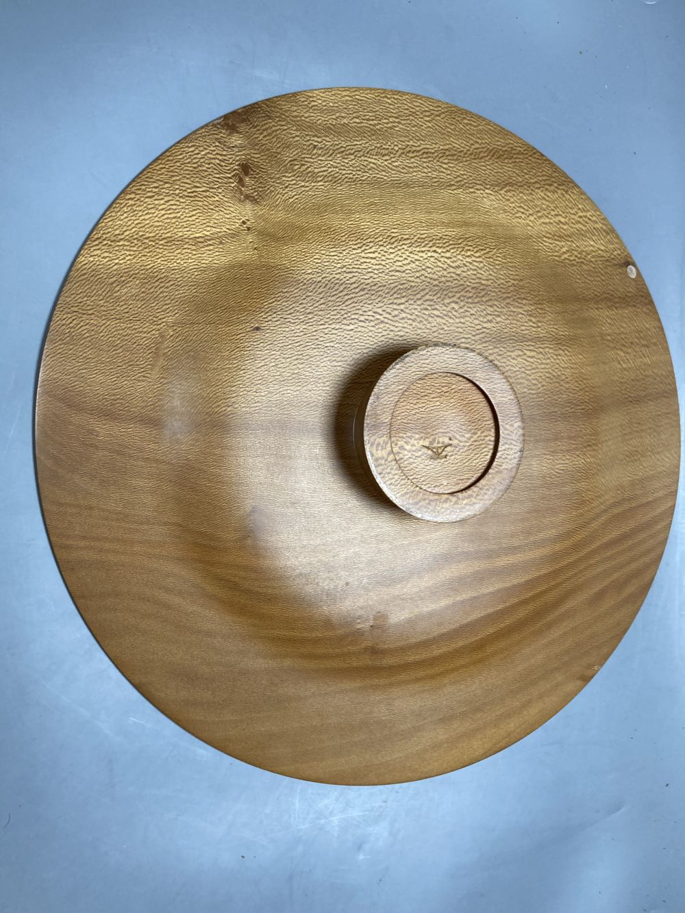 A Contemporary shallow turned wood bowl, diameter 39cm